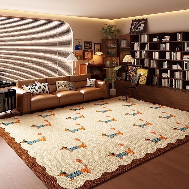 Retro Circus Cartoon Rug, Non-Slip, Washable, Large Crawling Mat, Living Room Decorative Rug, Home Decor