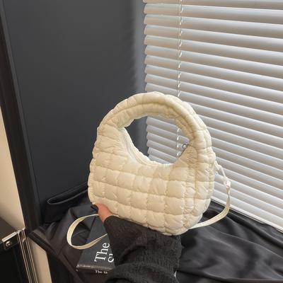 Pleated Cloud Bag Women's Autumn and Winter New Down Cott Handbag Casual Versatile Bubble Shoulder Messenger Bag