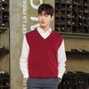 Sweater Men's V-neck Sweater Vest Autumn and Winter Knitted Vest Sleeveless Casual Solid Color Wool Waistcoat Dad Wear