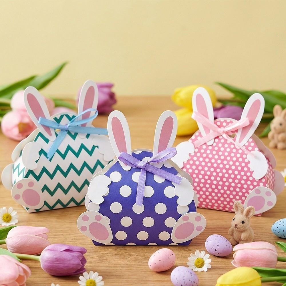 Rabbit Shape Easter Paper Candy Box Empty Bunny Candy Box Unique Cookie Bags Kids Gifts
