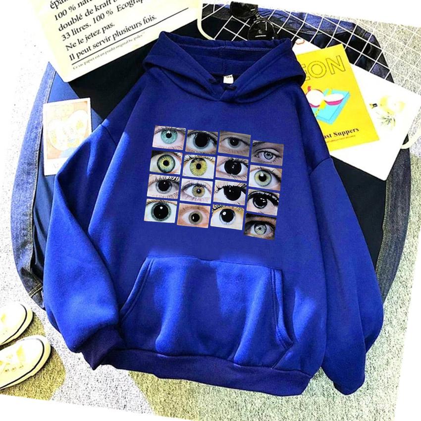 Womens Hoodie Eyes Print Harajuku Funny Pullover Streetwear Harajuku Hoodies Women Hip Hop Fleece Sweatshirt Y2K Unisex Clothes