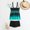 Women's Gradient Print Tankini Swimsuit with Shorts - Modest Tummy Control Swim Dress with Double Straps