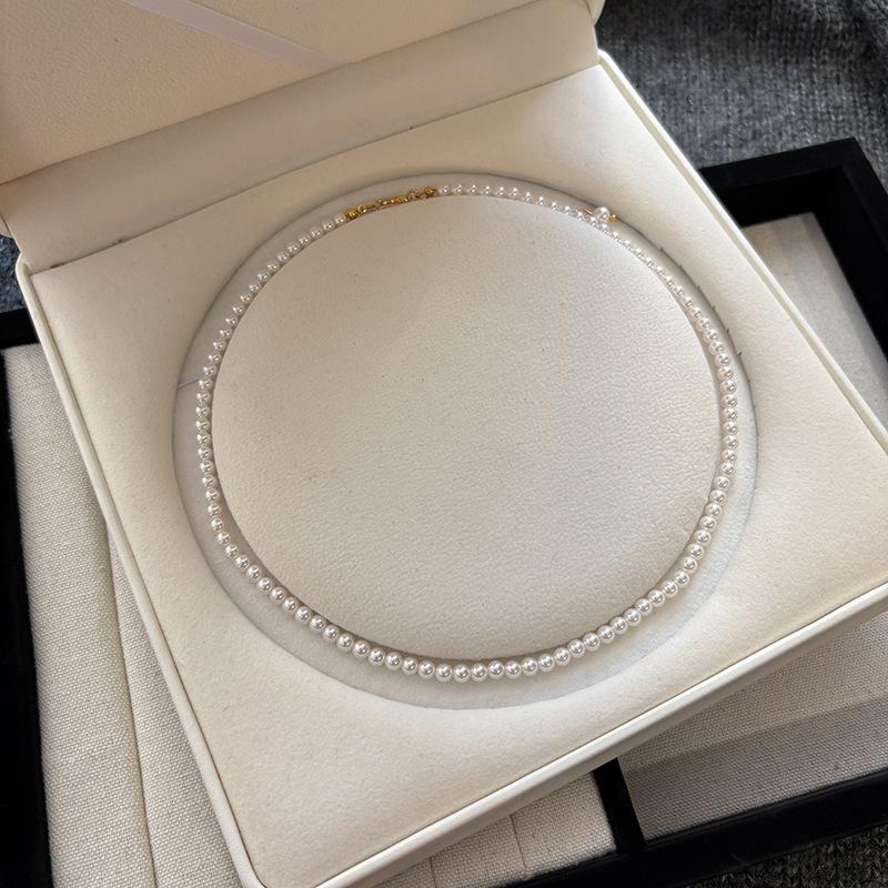 S Home Australia White Extremely Fine Pearl Necklace Women's Light Luxury Niche Temperament Beaded Clavicle Chain with Jewelry