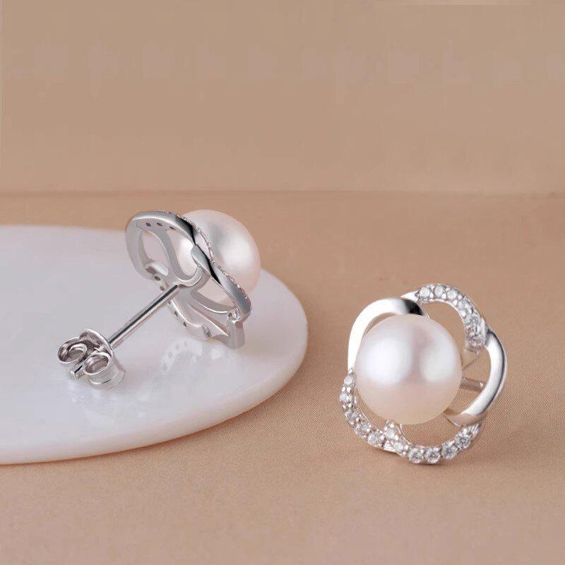 Exquisite pearl stud earrings, flower fragrant daily accessories, gentle and fashionable accessories for commuting ladies