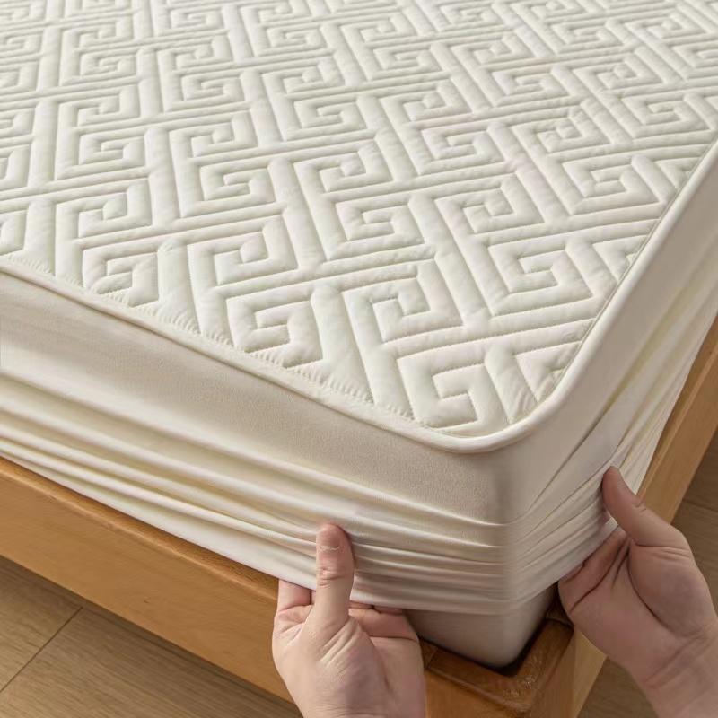 Vattentätt Kviltat Madrasskydd Rå Bomull Antibakteriellt Madrasskydd Skyddsöverdrag Anpassat Sängöverkast Ingår Ej Örngott