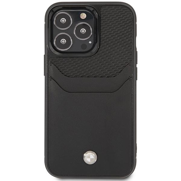 Etui do iPhone 14 Pro BMW Skórzane z kieszenią na karty Czarne