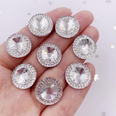 16mm 40szt Żywica Śliczne Wyczyść Okrągły Flatback Rhinestone DIY Aplikacja Ślubna Ornament Akcesoria Rzemiosło