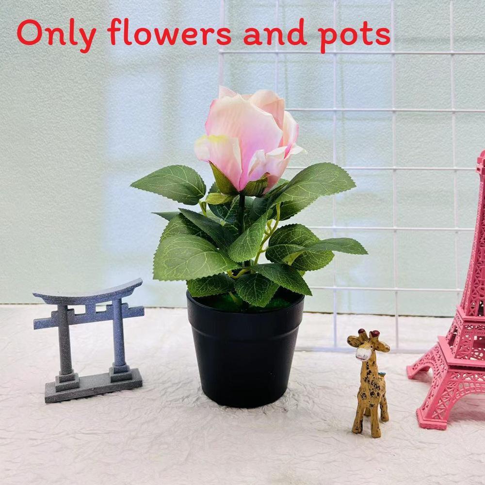 Rosa Rugosa Schreibtischpflanze Künstlich Mit Seide Und Kunststoff Für Wohnzimmer- Und Bürodekoration