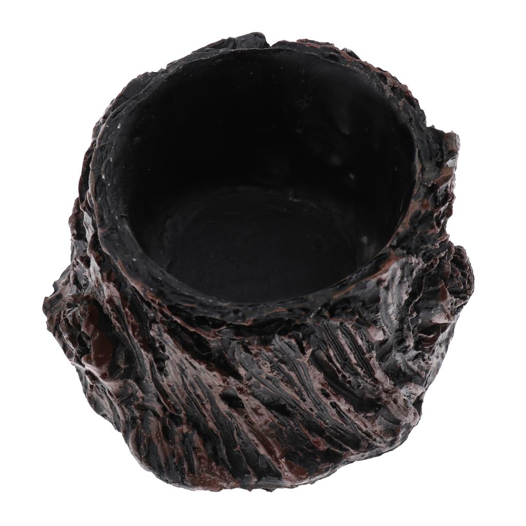2Pcs Resin Bowl Dish Feeder Plate for Terrarium Reptile Tanks- Tree Stump Shape