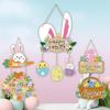 Cartoon Easter Welcome Sign Paper Bunny Egg Decor Easter Hanging Ornament  Party Decoration