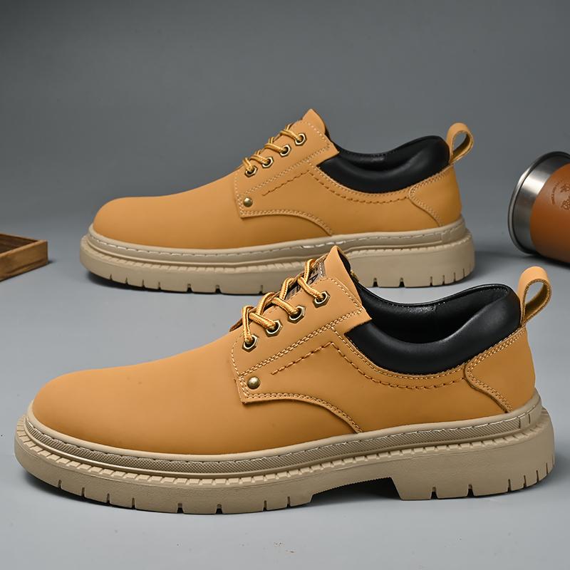 Fashion Genuine Leather Yellow Oxford Shoes British Style Casual Business Shoes Comfortable Formal Dress Footwear Outdoors Walking Shoes