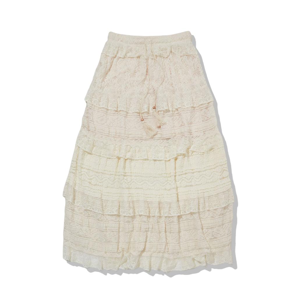 Penfield Knit Lace Layered Tiered Skirt Ivory_Fr3Ws35F