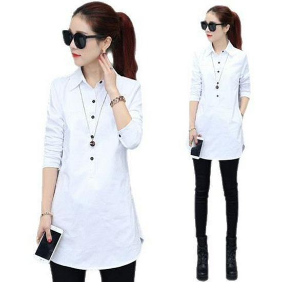 Women's Long-Sleeve Slim A-Line Lapel Shirt for Spring & Autumn - Korean Urban Style