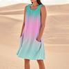 Women's Fashion Casual Gradient Print Sleeveless Pocket Beach Dress