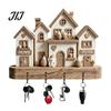 Vintage Campervan Wall Art Wooden Key Holder Rack, Camping RV Pattern Rack with 4 Hooks, Hook for Home 2D Farmhouse Mount Organizer Entryway