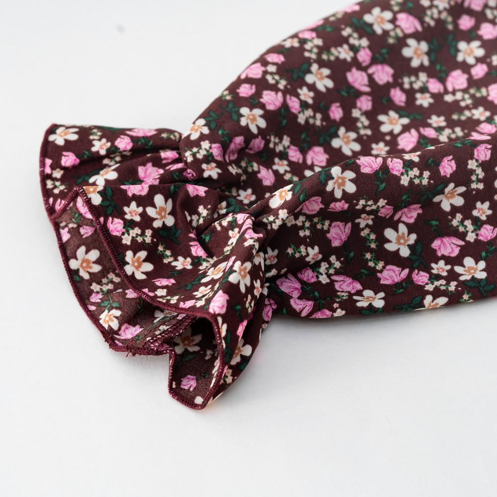 Frauen Herbst Elegante Square Neck Laterne Hülse Plissee Fragmentierte Blume Kleid