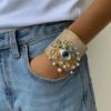 Full Rhinestone Demon's Eye Bracelets Metal Geometric Cuff Bangles  Decoration