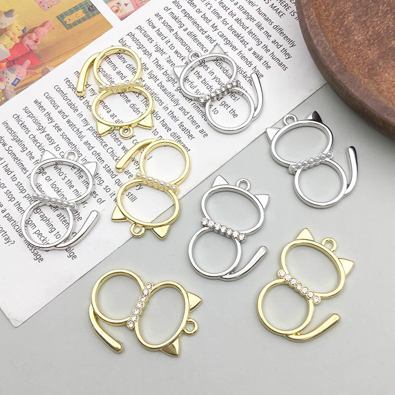 

New Alloy Rhinestone Cat Pendant Charm for DIY Jewelry