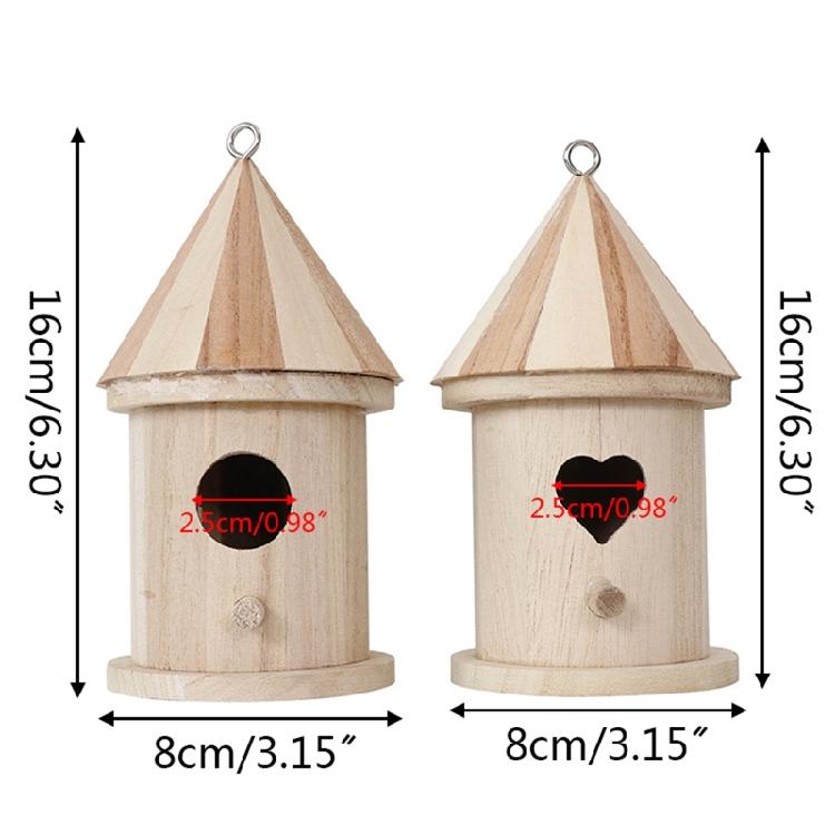 2pcs Wooden Bird House with Perch for Outside Birdhouse to Paint for Small Birds