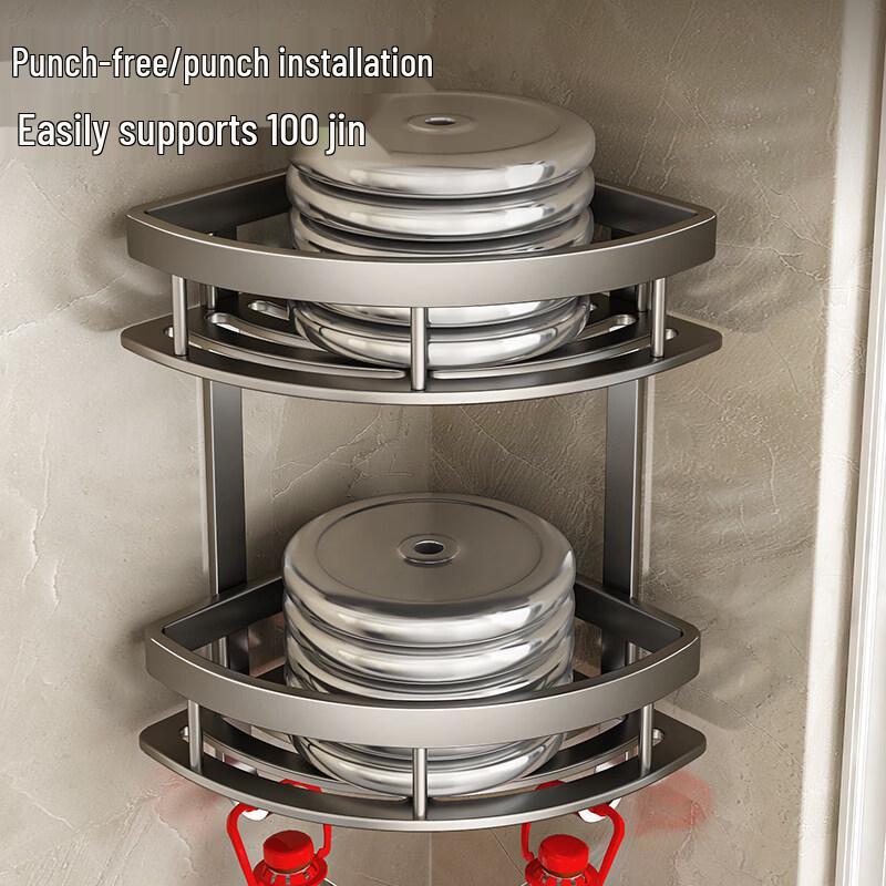 No-Drill Space Aluminum Corner Bathroom Shelf
