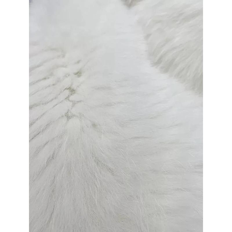 Damen Kunstfuchs Pelzmäntel Jacken Mittellang Blau Mit Kapuze Langarm Dick Warm Lockere Passform Freizeit Herbst Winter