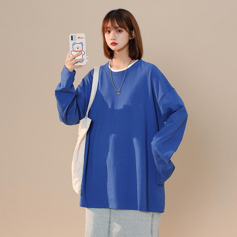 Spring Autumn Couple Long Sleeve T-Shirt Women Basic Tee Shirt Oversize T Shirt Man Casual O-neck Women T-Shirt