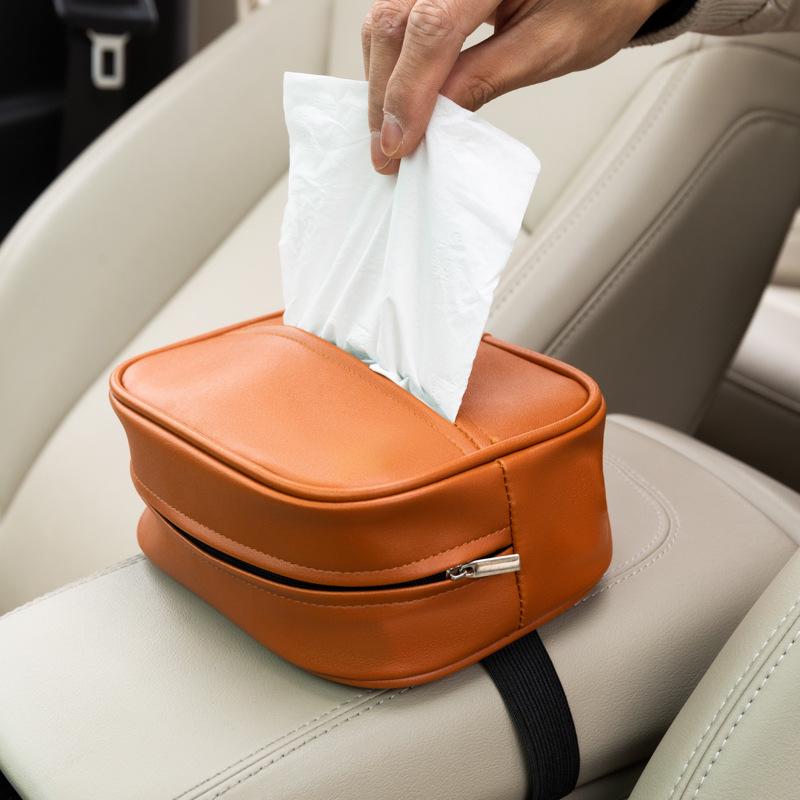 Hängende Leder-Auto-Taschentuchbox mit Kordelzug für alle Jahreszeiten