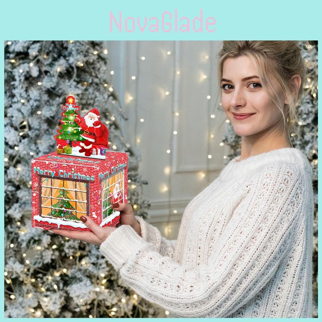 Christmas Santa Red House Theme Gift Box With Coin Bank For Holiday Party Decor