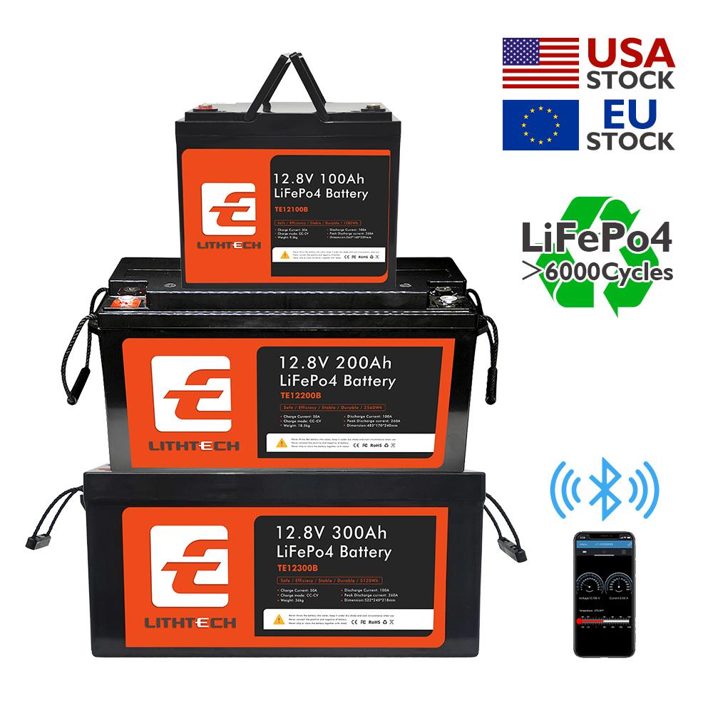 200A BMS PL DE Stock Bluetooth Solar Battery Pack 12V 24V 100Ah 300Ah Lithium Energy Storage Battery 24v 200ah Lifepo4 Battery
