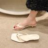 Women Clip Toe Slippers 2026 New Summer Comfort Low Heel Slides Shoes Ladies Casual Dress Street Style Soft Sole Flip-flops