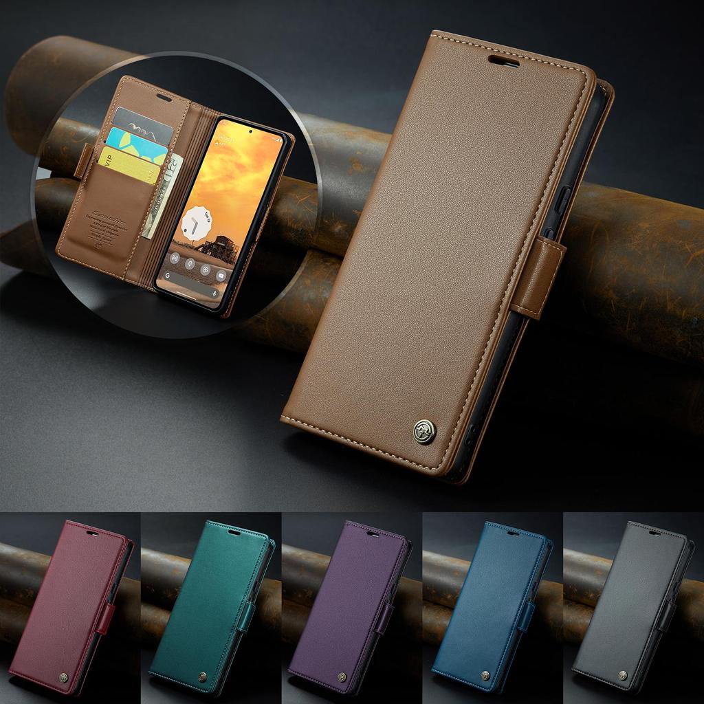 CaseMe-023 For Google Pixel 8 9 Pro/ Pixel 10/11 Pro XL 10A Luxury Magnetic Flip PU Leather Case Wallet Card Slots Cover Stand Protectives Skins Shell