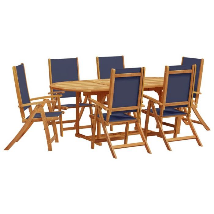 VidaXL Ensemble à manger de jardin 7pcs bois d'acacia solide textilène, ensemble à manger d'extérieur, meuble de salle à 3279301