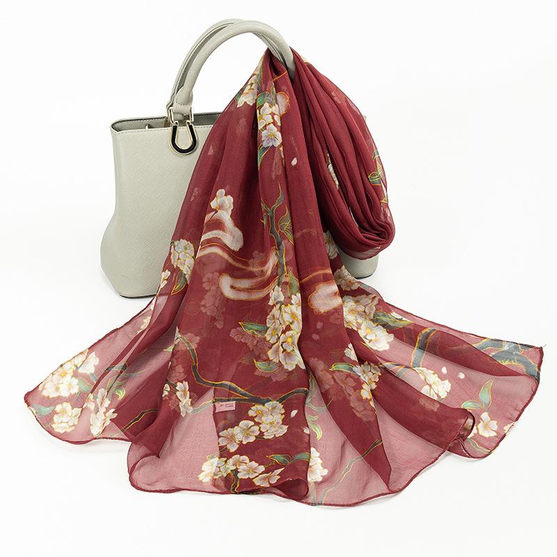 Shanghai Story New Mulberry Silk Scarf Women's Summer Thin Versatile Printed Shawl Mom Gift Scarf