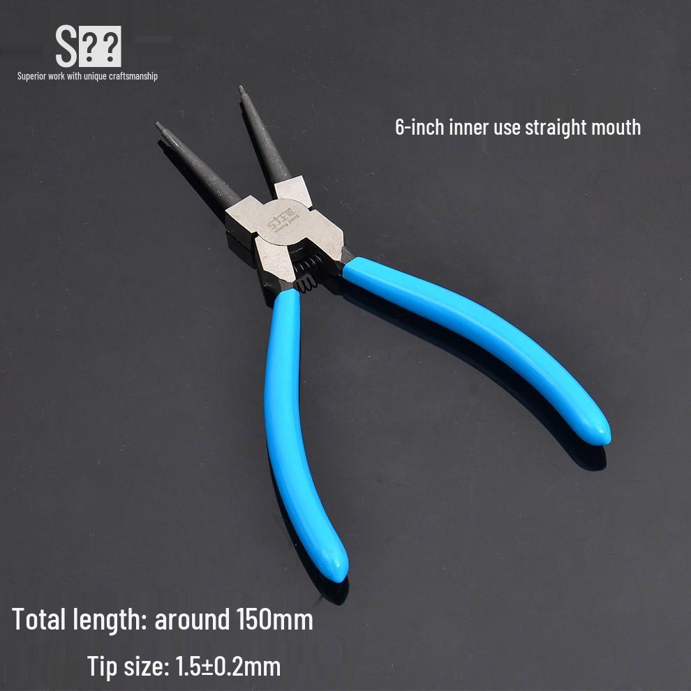 Multifunctional 7-inch Snap Ring Pliers: External/Internal Circlip, Straight/Bent, for Spreading and Gripping.