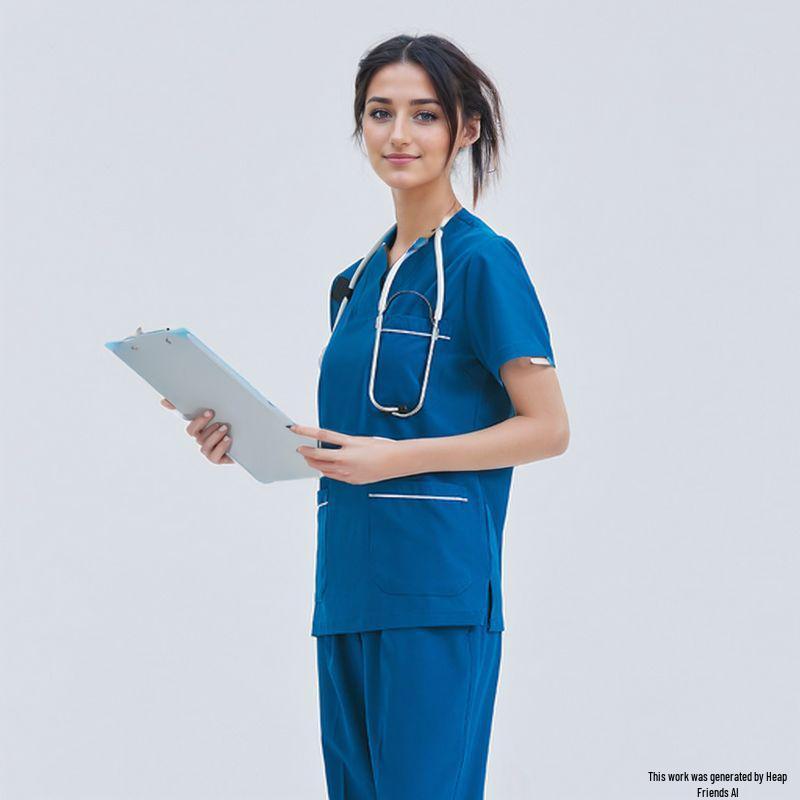 Ledinio šilko antistatinis šveitimo kostiumas odontologams ir gyvūnų gydytojams