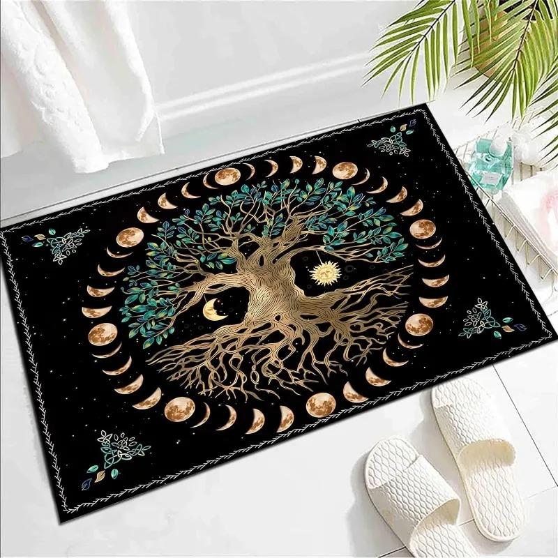 Moon Phase Tree of Life Area Rug Sun and Moon Carpet Bohemian Decor Mats for Bedroom Home Dorm Bohemian Home Decoration Carpet