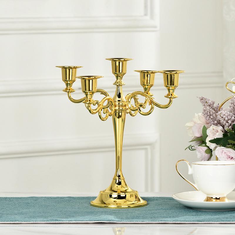 European Style Silver-Plated Metal Candelabra for Weddings and Hotels