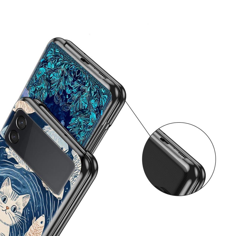 Blue Ocean Fish Hard PC Phone Case For Samsung Galaxy Z Flip 7 6 5 4 Black Cover For Galaxy Z Flip 3 Foldable Shell Fundas Capas
