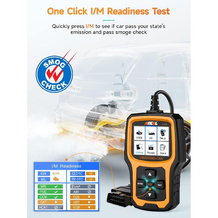 ANCEL AD410 Enhanced OBD2 Scanner, Vehicle Code Reader For Check Engine Light, Automotive OBD II Scanner Fault Diagnosis, OBDII Scan Tool For All