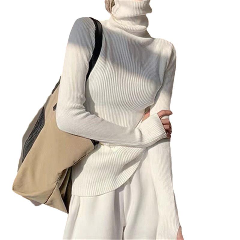 Damen Pullover mit hohem Halsausschnitt zum Stapeln - Eng anliegend, Langarm Strickoberteil für Herbst/Winter 2026