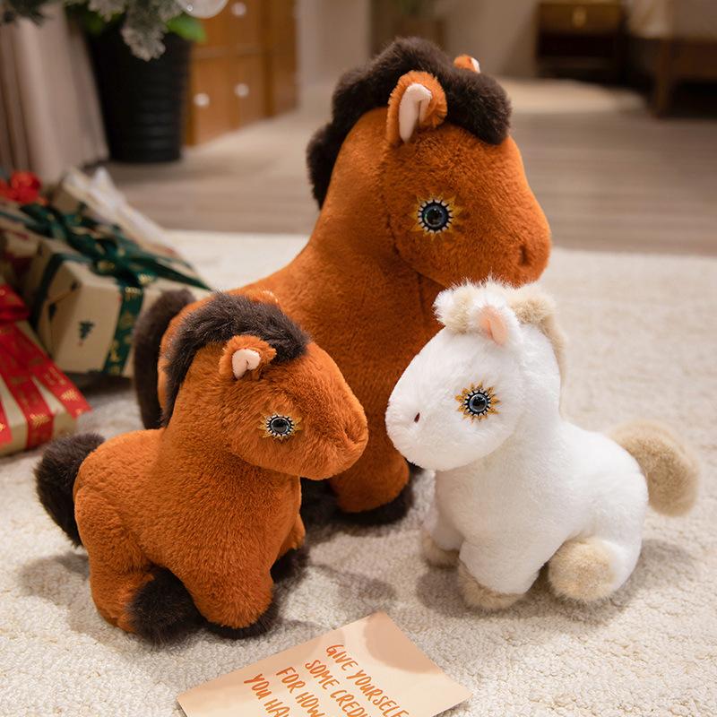 Cartoon Soft Little White Horse Doll Plush Toy Foal Zodiac Horse Doll Children Accompany Soothing Doll