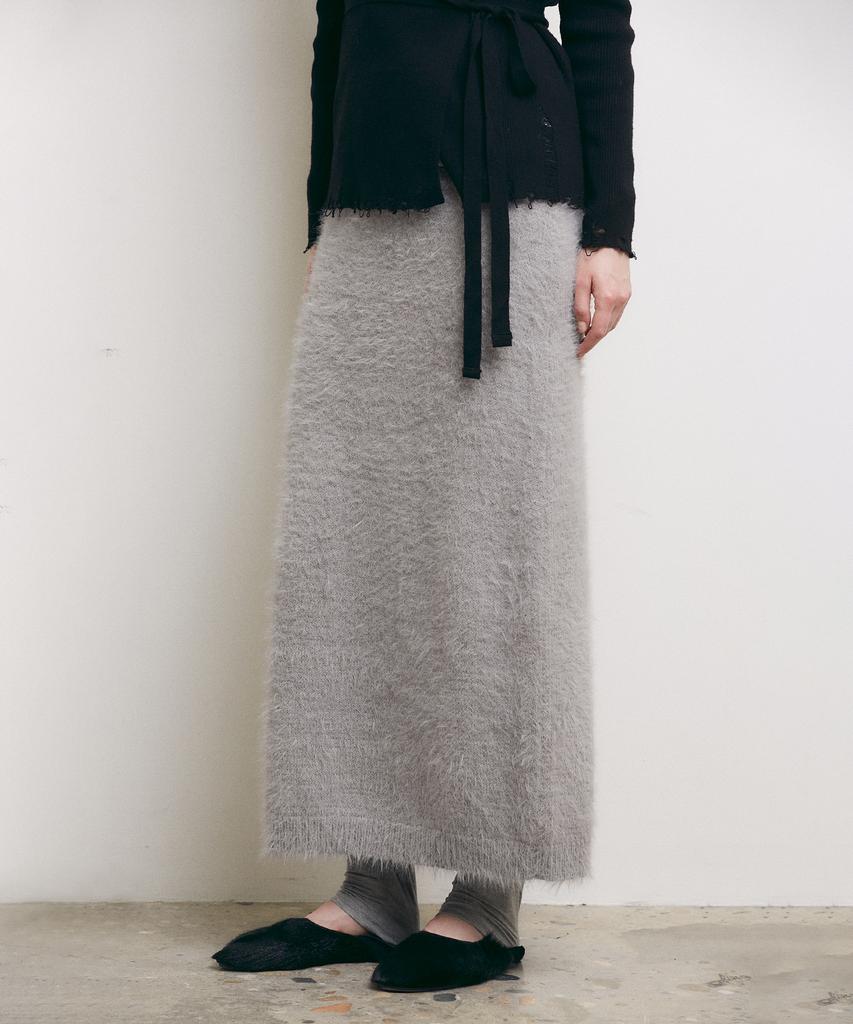 Loutaideu Hairy Knit Skirt [Grey]