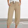 Women's Summer 3/4 Trousers  Summer Trousers With Pockets Causal Loose Trousers Fabric Trousers Sport Leisure Beach Trousers
