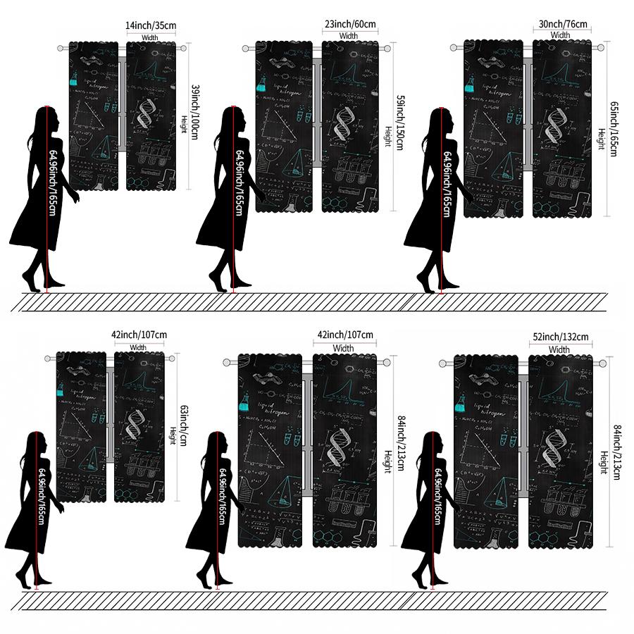 Set Of 2 Mathematical Equation Printed Curtains Pole Bag Christmas Decorations Home Room Curtain Made Polyester