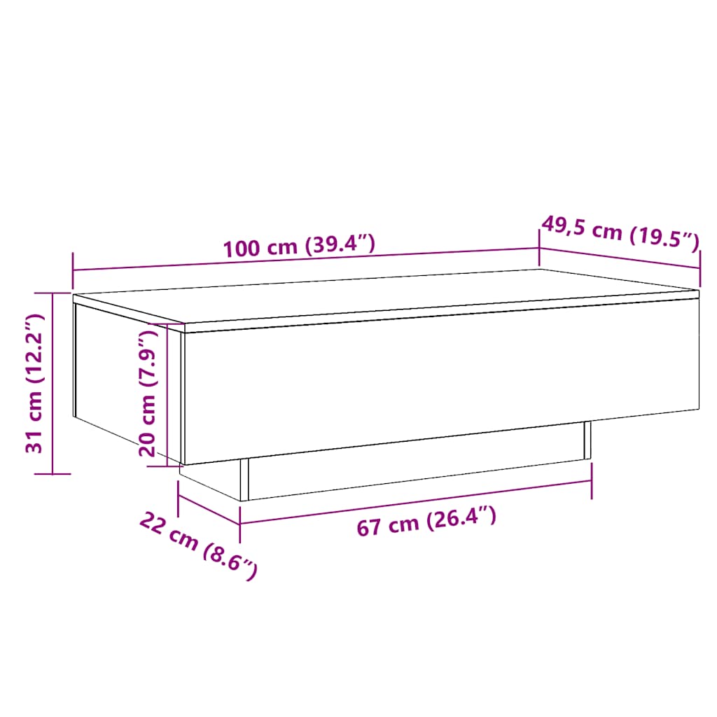 1 minimalist Scandinavian-style side table, modern living room coffee table, very suitable for living room sofas and bedrooms, 100x49.5x31 cm