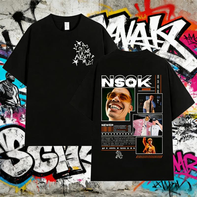 2025 Summer Rapper NSQK Tour Graphic Unisexs Retro Fashion Short Sleeve Tshirts Unisex Hip Hop 100 Pure Cotton Printed Tshirt