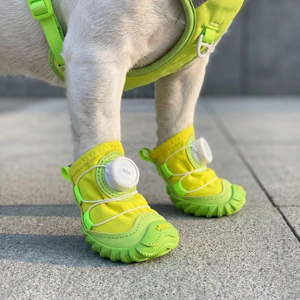 4PCS Anti-Slip Pet Mesh Boots Adjustable Pet Paw Protector Wear-resistant Dog Sneakers Rainy Days