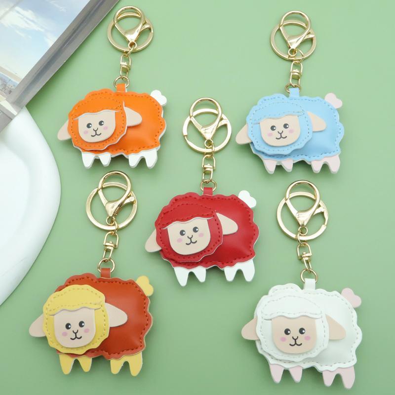1Pcs Cute Cartoon Sheep Hanging Ornament 2027 Year Of The Sheep Pu Leather Pendant For Key Accessory Holiday Party Favor