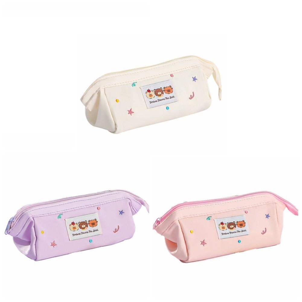 Embroidered Kawaii Pencil Bag Large Capacity Pen Pencil Case Stationery Bag  Student