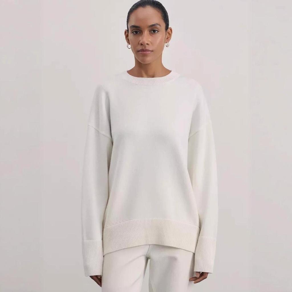 Stilvoller Damen-Strickpullover mit lockerem Schnitt: Europäisch & Amerikanisch Herbst/Winter Rundhals Einfarbig